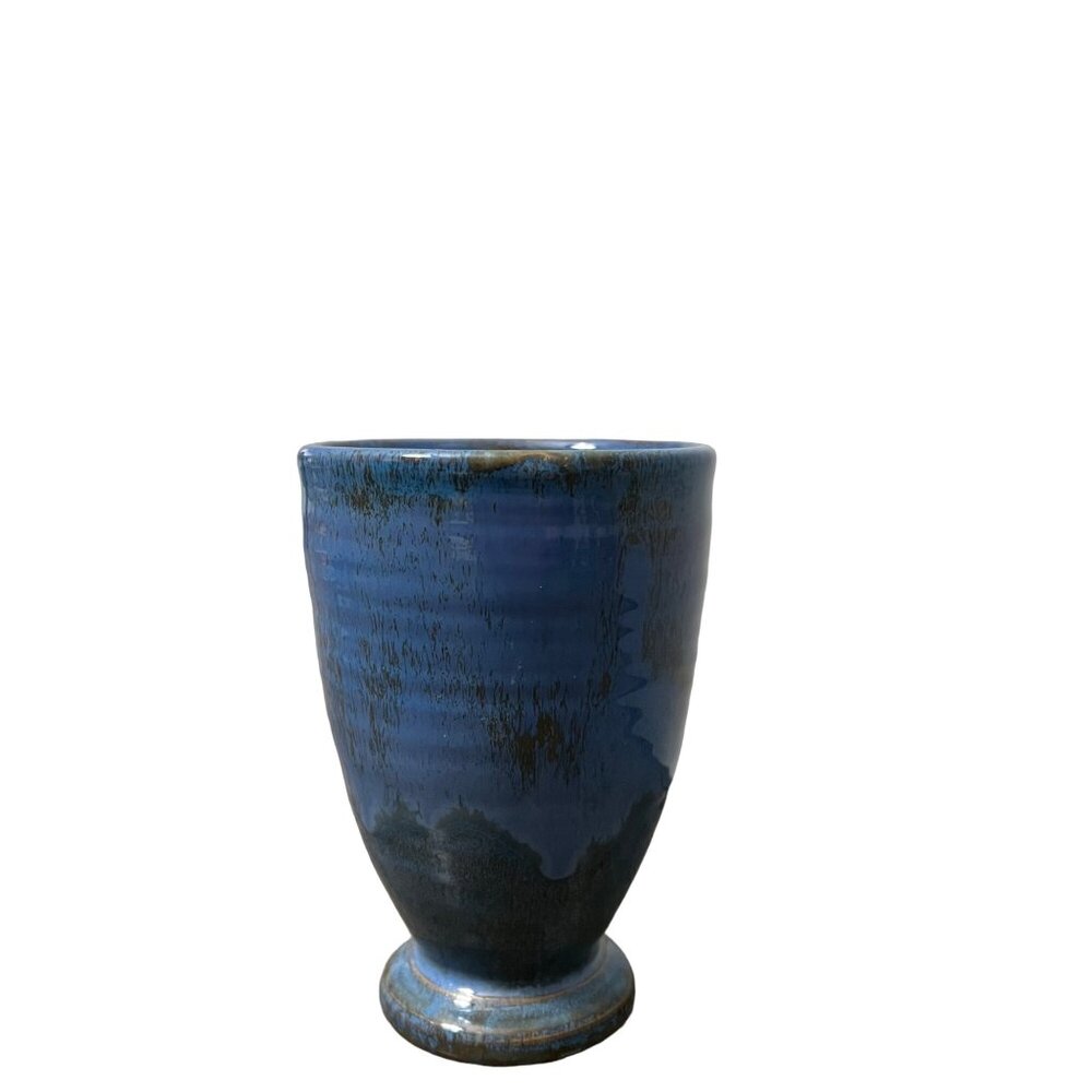 Shearwater Pottery 5 Inch Dark Wisteria Blue Pine Cone Tall Goblet